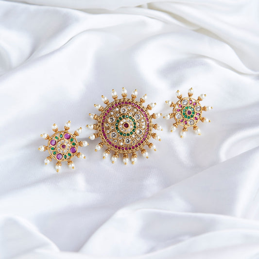 Locket Set - Gilded Crimson Jewel Locket Set - Opal Touch