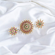 Locket Set - Gilded Crimson Jewel Locket Set - Opal Touch