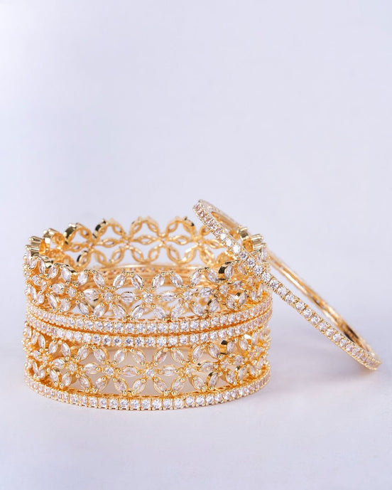 Opal Touch - Gilded Gold Grace Bangles (Pack of 6) - Bangles