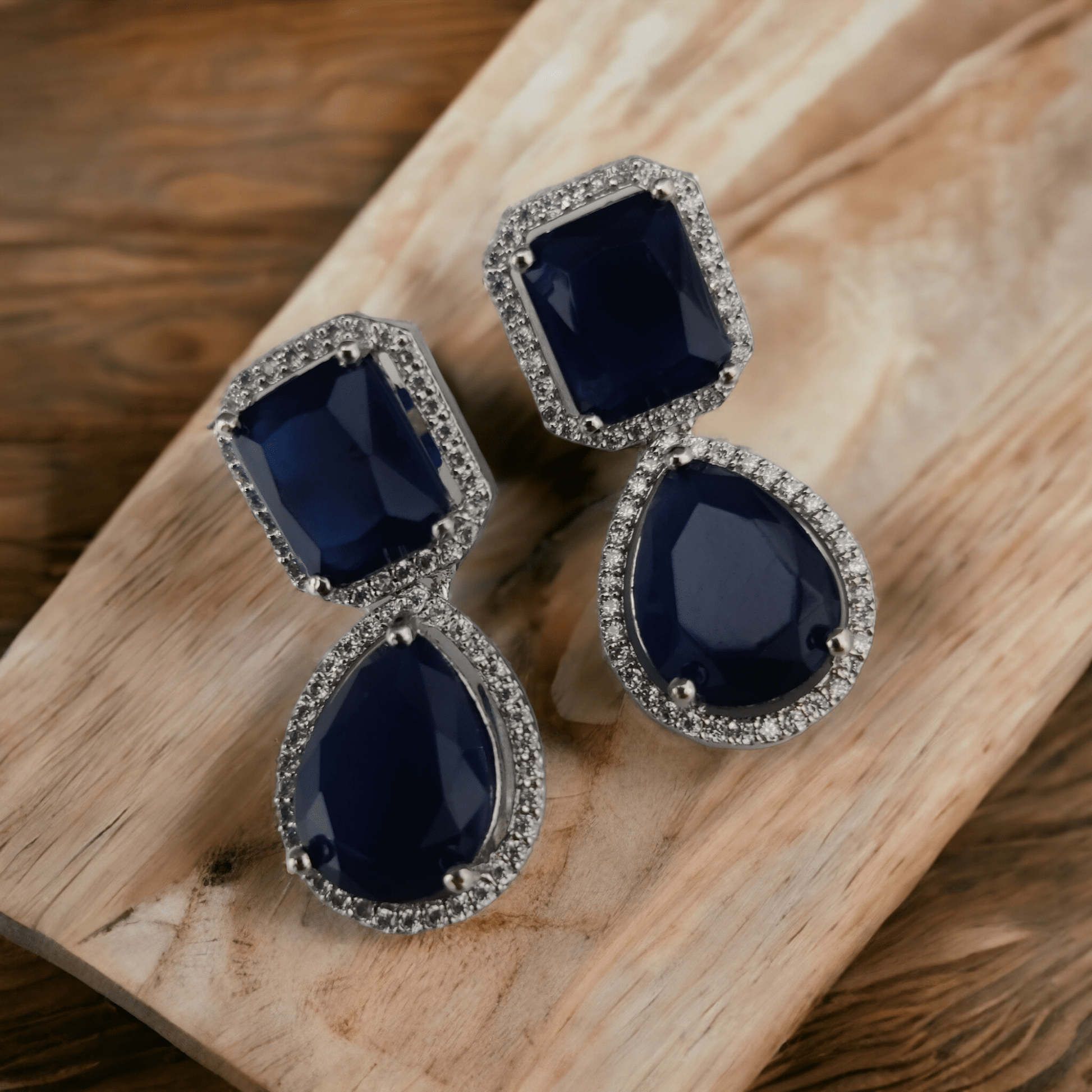 Opal Touch - Glamorous American Diamond Rhodium Plated Earrings - Earrings