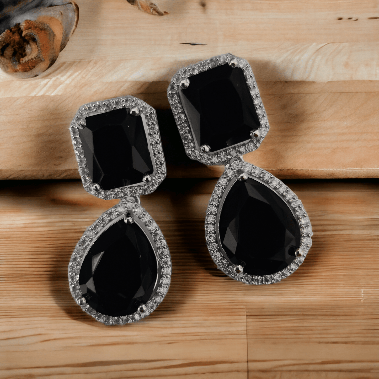 Opal Touch - Glamorous American Diamond Rhodium Plated Earrings - Earrings