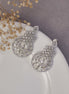 Earrings - Glamorous Circular Drop Rhodium Plated Earrings - Opal Touch