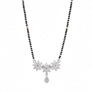 Glamorous Floral White Rhodium Mangalsutra - Opal Touch