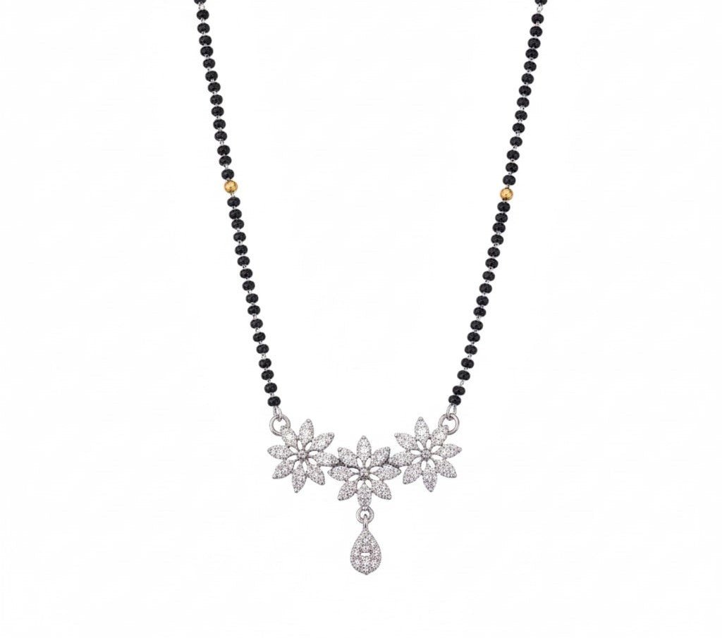 Glamorous Floral White Rhodium Mangalsutra - Opal Touch