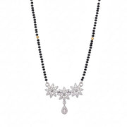 Glamorous Floral White Rhodium Mangalsutra - Opal Touch