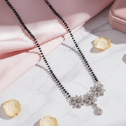 Glamorous Floral White Rhodium Mangalsutra - Opal Touch