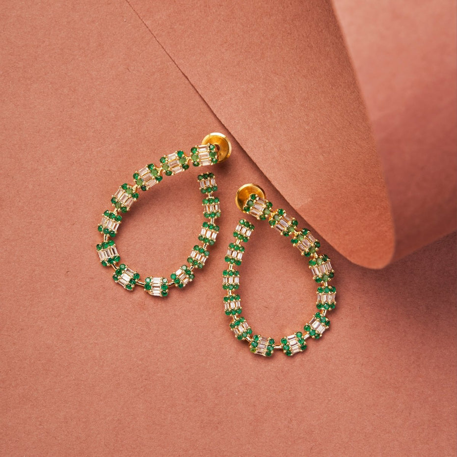 Glamorous Gemstone Hoop Earrings - Opal Touch