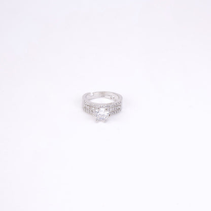 Rings - Glamour Rhodium Diamond Ring - Opal Touch