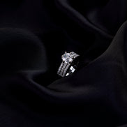 Rings - Glamour Rhodium Diamond Ring - Opal Touch