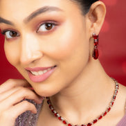 Necklace - Glarient Rhodium Plated Necklace Set - Opal Touch