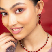 Necklace - Glarient Rhodium Plated Necklace Set - Opal Touch