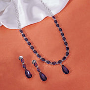 Necklace - Glarient Rhodium Plated Necklace Set - Opal Touch