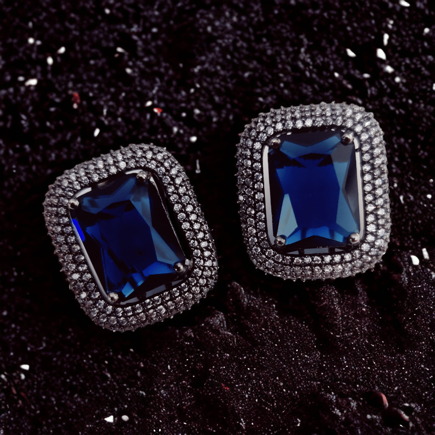 Opal Touch - Gleaming Crystal Black Plated Studs - Studs