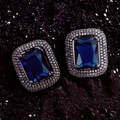 Opal Touch - Gleaming Crystal Black Plated Studs - Studs