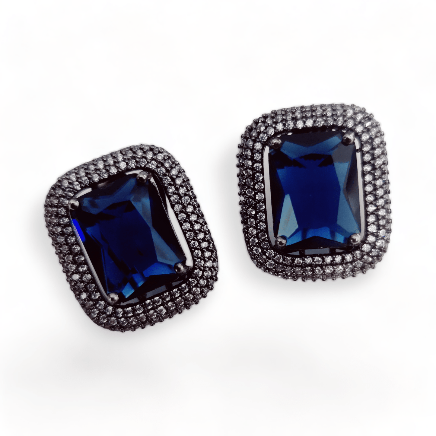 Opal Touch - Gleaming Crystal Black Plated Studs - Studs