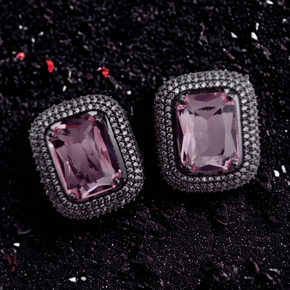 Opal Touch - Gleaming Crystal Black Plated Studs - Studs