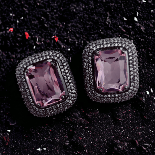 Opal Touch - Gleaming Crystal Black Plated Studs - Studs