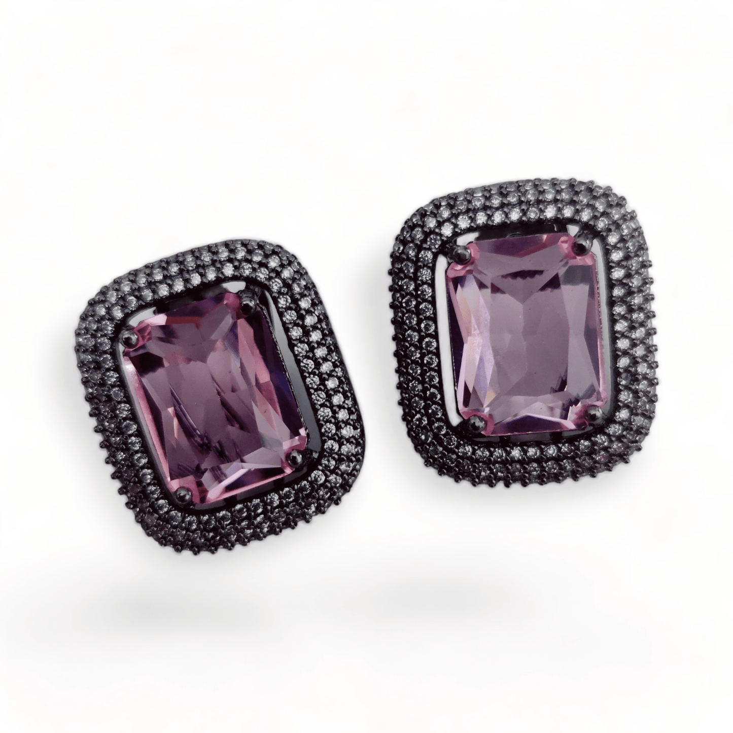 Opal Touch - Gleaming Crystal Black Plated Studs - Studs