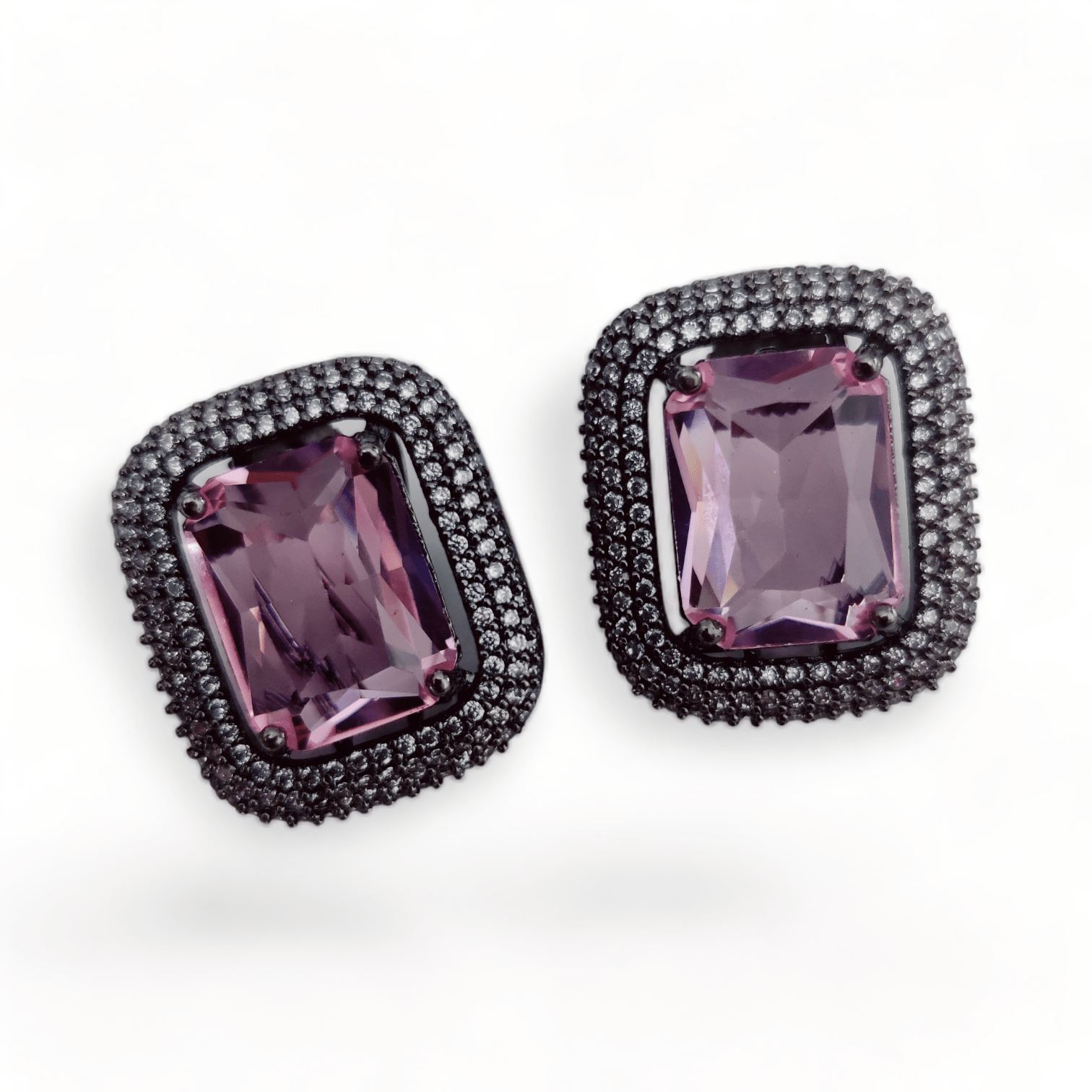 Opal Touch - Gleaming Crystal Black Plated Studs - Studs