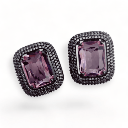 Opal Touch - Gleaming Crystal Black Plated Studs - Studs