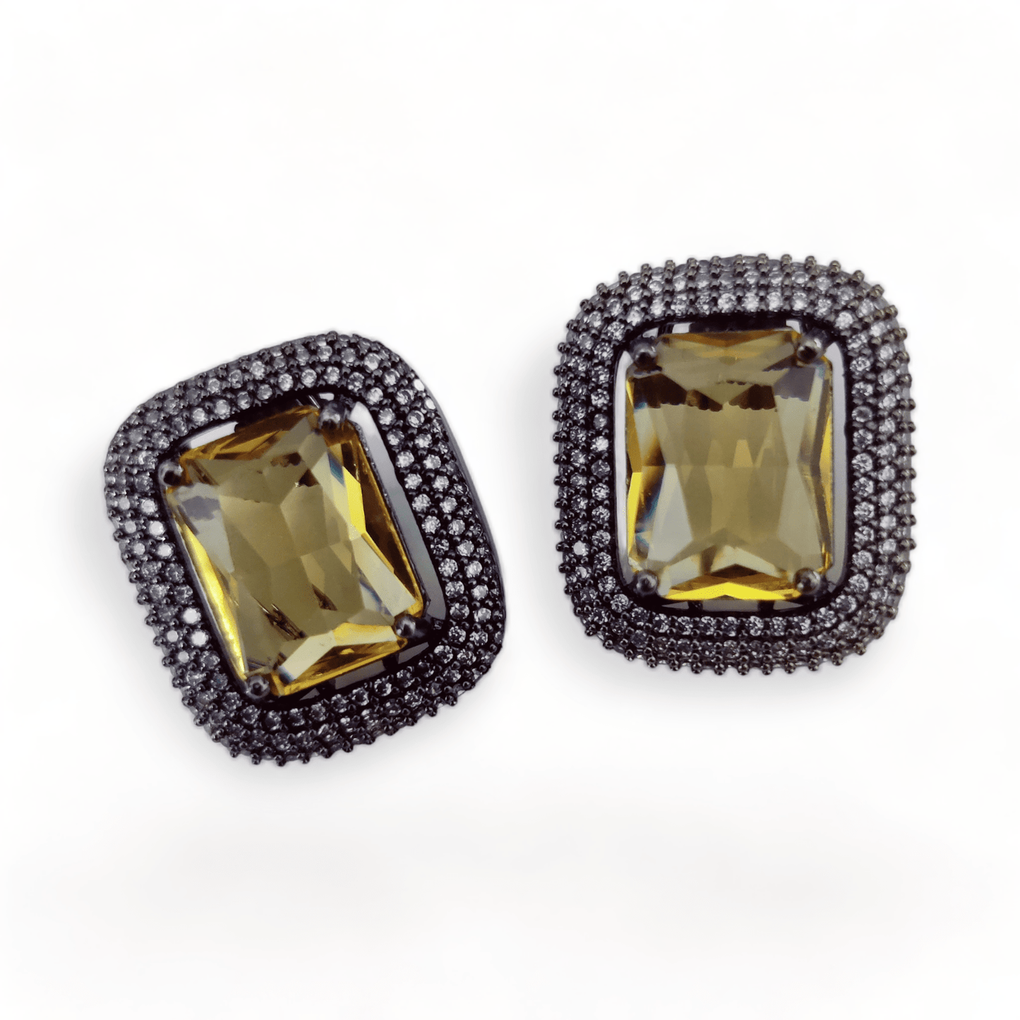 Opal Touch - Gleaming Crystal Black Plated Studs - Studs