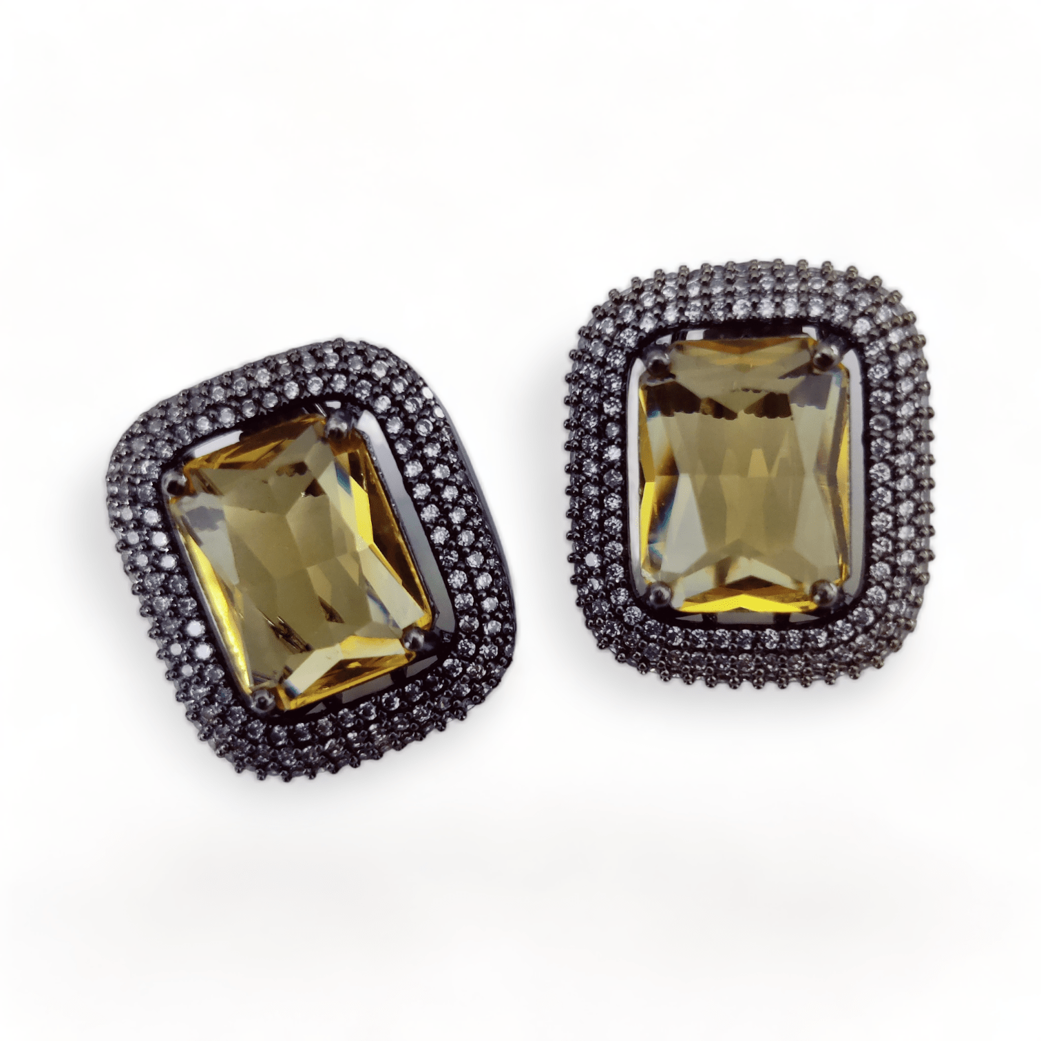Opal Touch - Gleaming Crystal Black Plated Studs - Studs