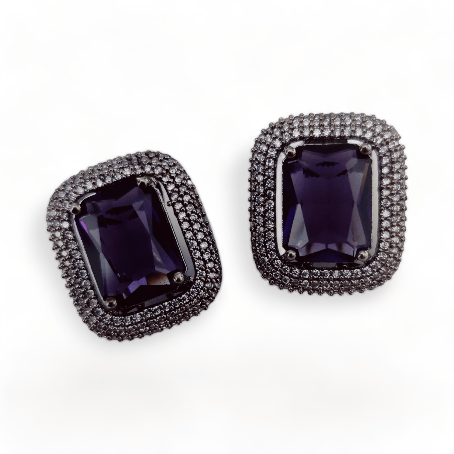 Opal Touch - Gleaming Crystal Black Plated Studs - Studs