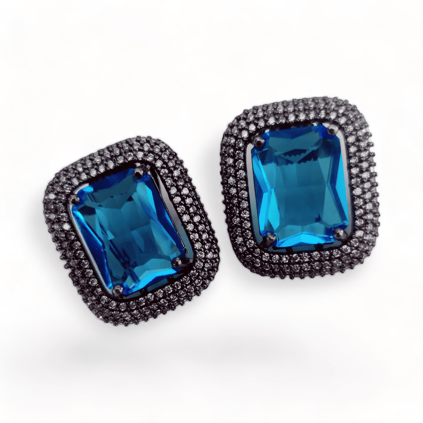 Opal Touch - Gleaming Crystal Black Plated Studs - Studs