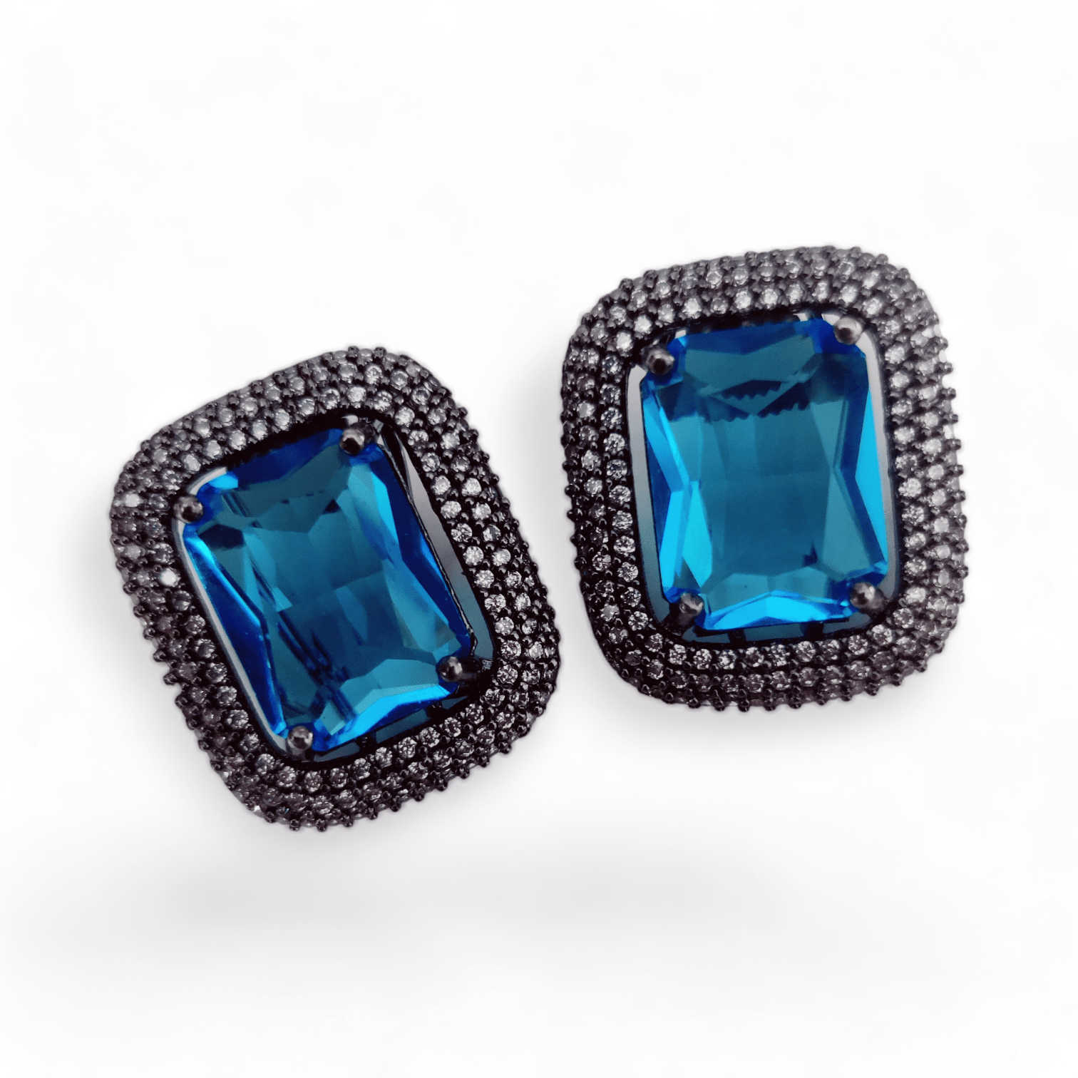 Opal Touch - Gleaming Crystal Black Plated Studs - Studs