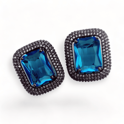 Opal Touch - Gleaming Crystal Black Plated Studs - Studs
