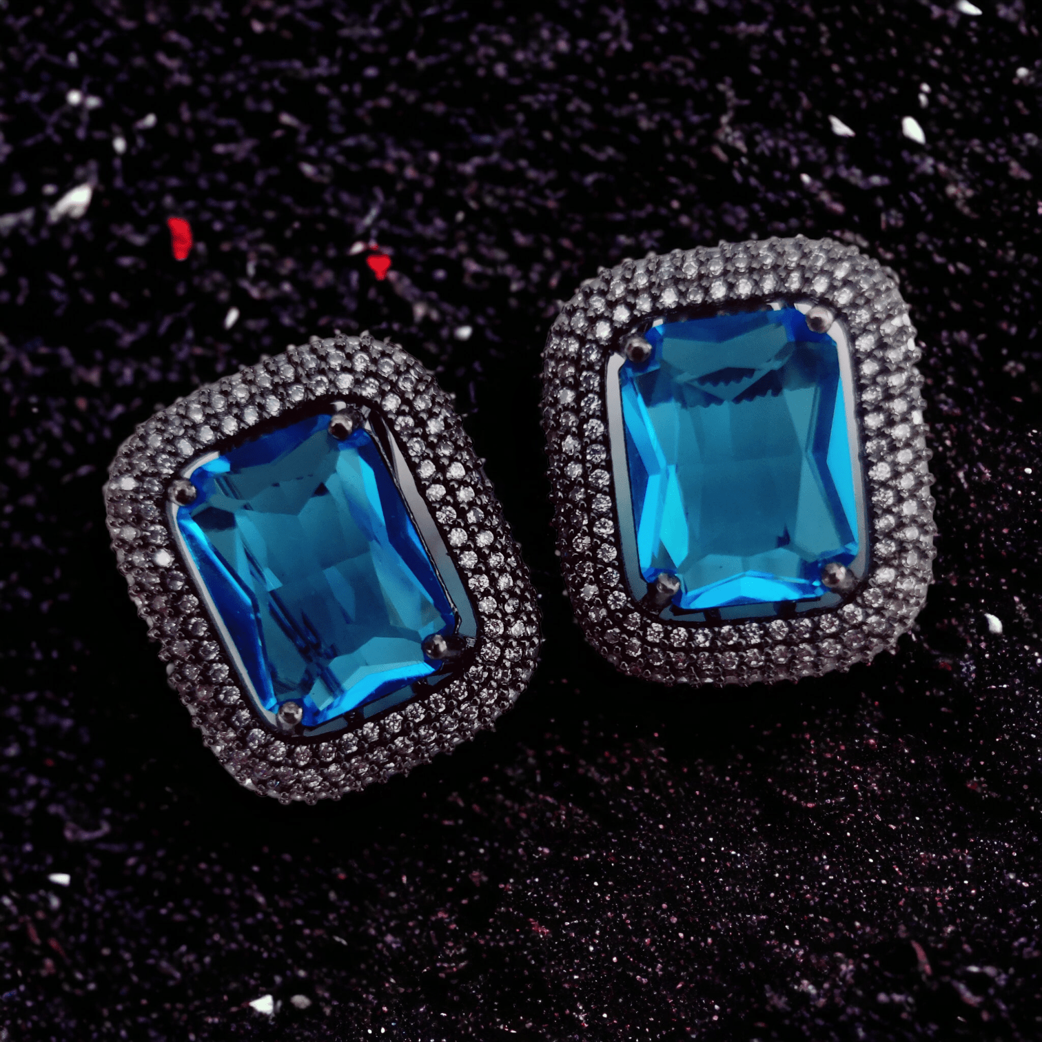 Opal Touch - Gleaming Crystal Black Plated Studs - Studs