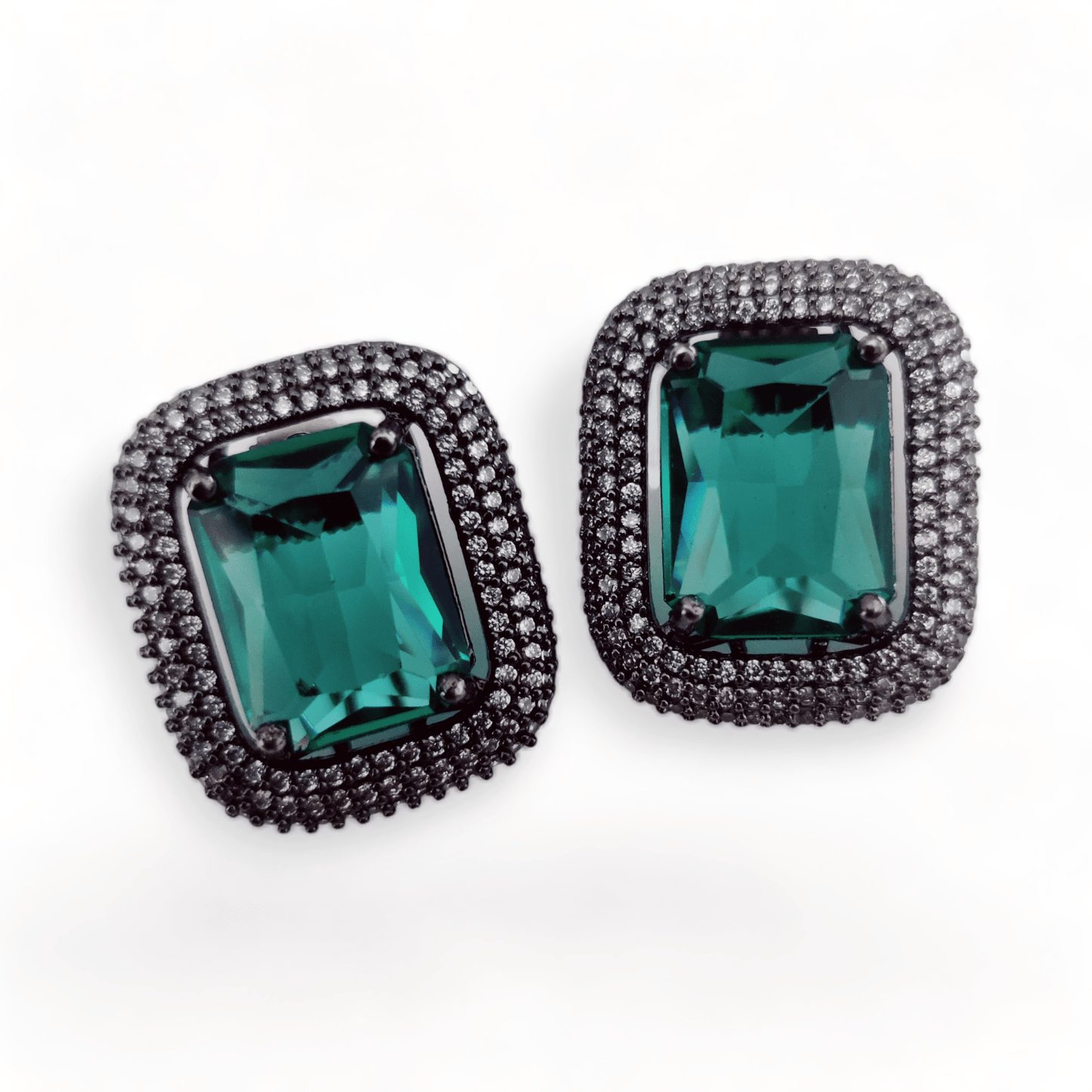 Opal Touch - Gleaming Crystal Black Plated Studs - Studs