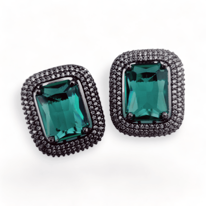 Opal Touch - Gleaming Crystal Black Plated Studs - Studs