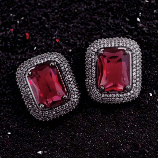 Opal Touch - Gleaming Crystal Black Plated Studs - Studs