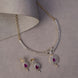 Necklace - Gleaming Teardrop Two Toned Necklace Set with Designer Earrings - Opal Touch