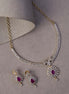 Necklace - Gleaming Teardrop Two Toned Necklace Set with Designer Earrings - Opal Touch