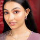 Necklace - Gleaming Teardrop Two Toned Necklace Set with Designer Earrings - Opal Touch