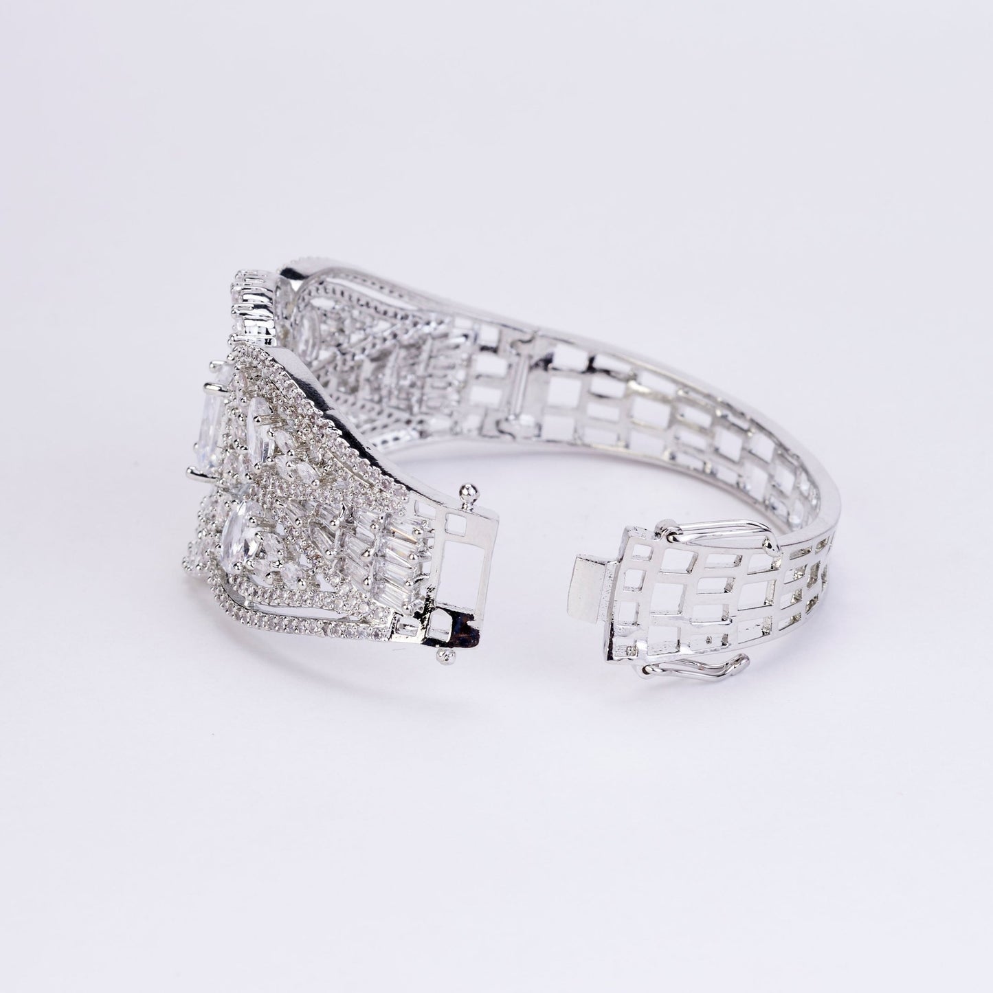 Bracelet - Glimmering Rhodium Plated Bracelet - Opal Touch