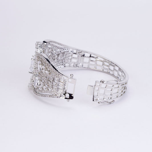 Bracelet - Glimmering Rhodium Plated Bracelet - Opal Touch