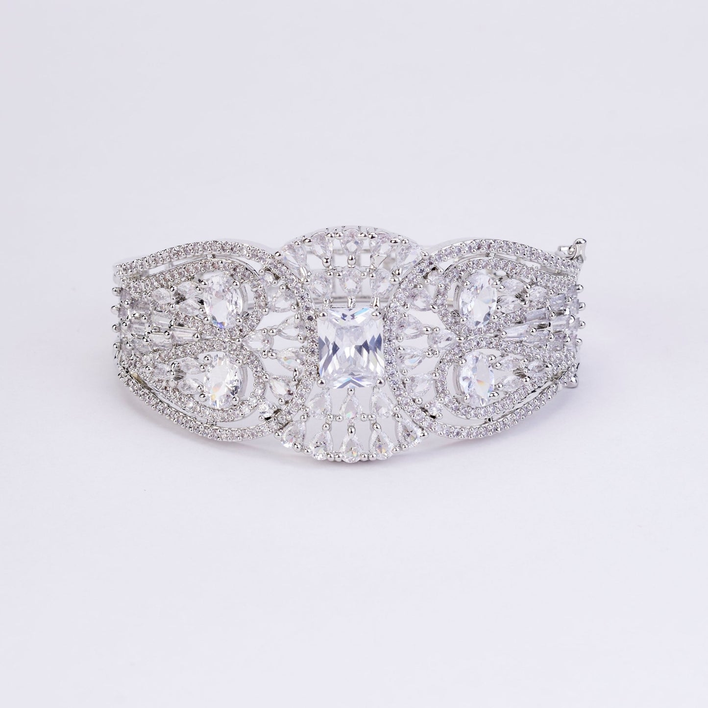 Bracelet - Glimmering Rhodium Plated Bracelet - Opal Touch