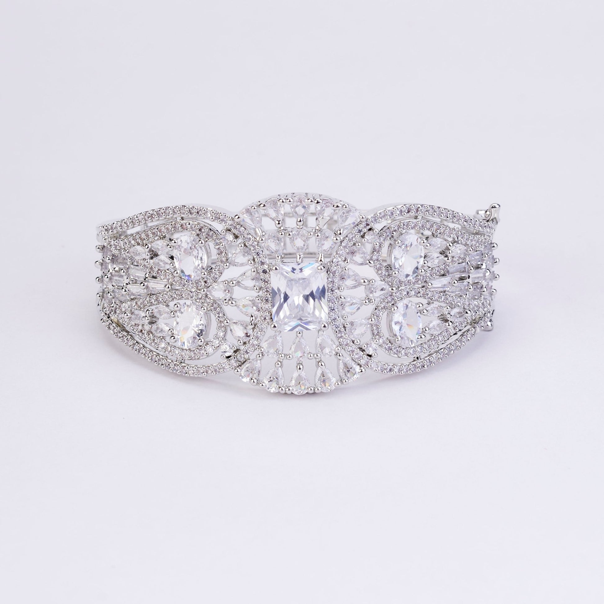 Bracelet - Glimmering Rhodium Plated Bracelet - Opal Touch