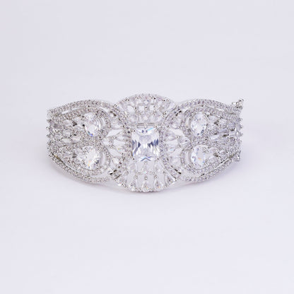 Bracelet - Glimmering Rhodium Plated Bracelet - Opal Touch