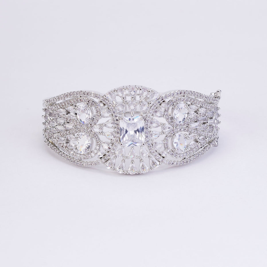 Bracelet - Glimmering Rhodium Plated Bracelet - Opal Touch