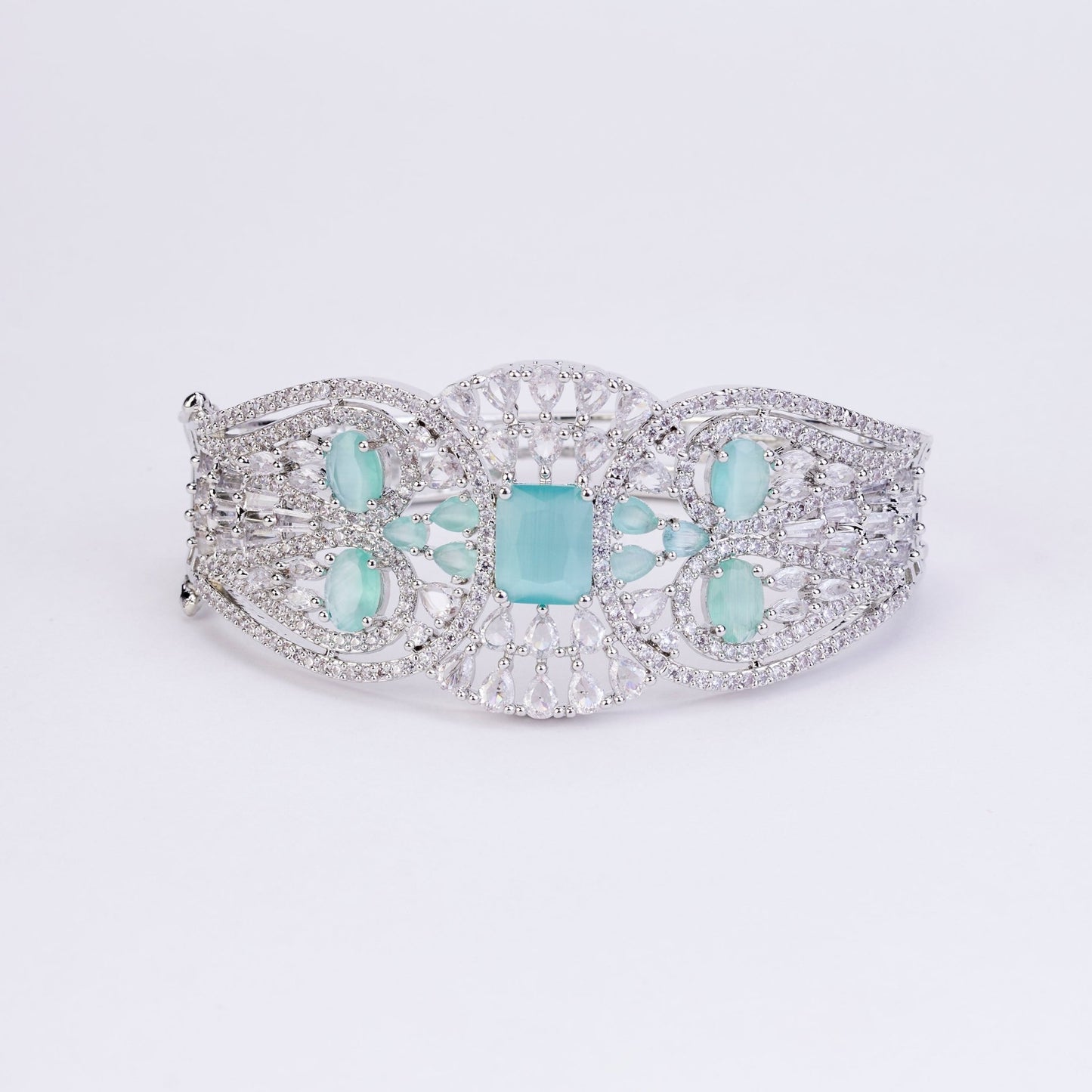 Bracelet - Glimmering Rhodium Plated Bracelet - Opal Touch