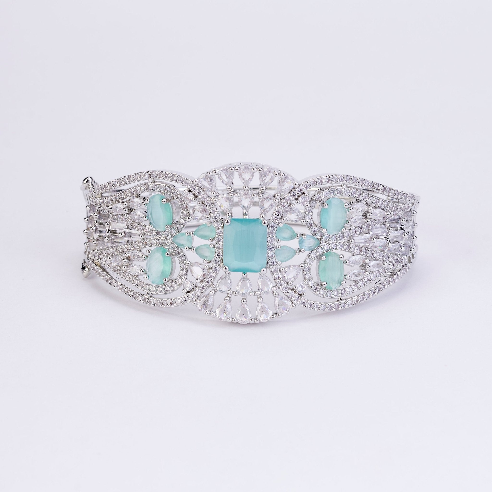 Bracelet - Glimmering Rhodium Plated Bracelet - Opal Touch