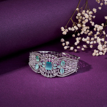 Bracelet - Glimmering Rhodium Plated Bracelet - Opal Touch