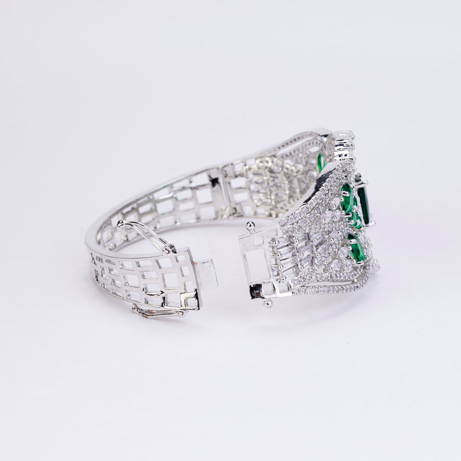 Bracelet - Glimmering Rhodium Plated Bracelet - Opal Touch