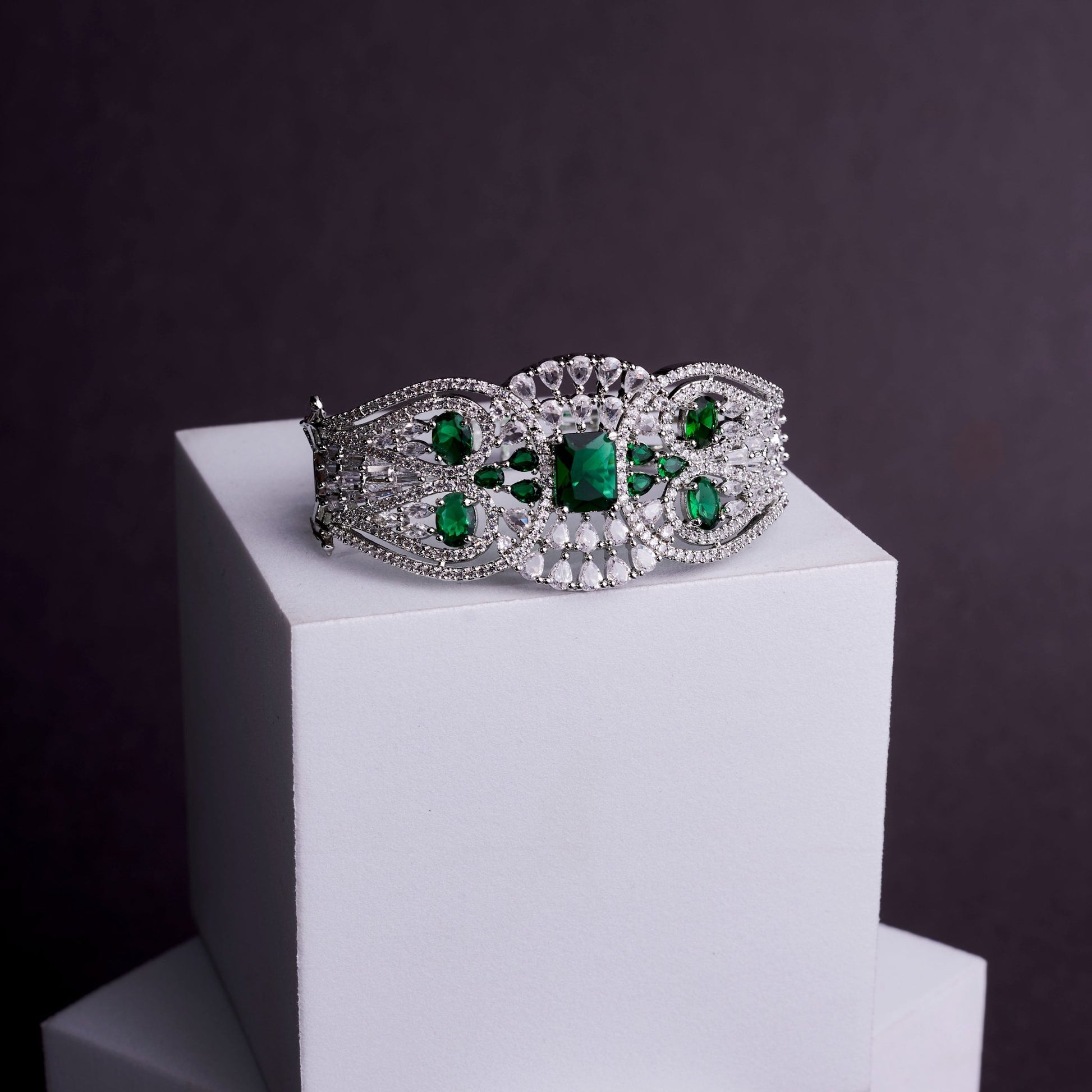 Bracelet - Glimmering Rhodium Plated Bracelet - Opal Touch