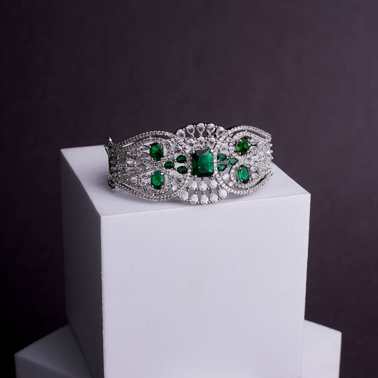 Bracelet - Glimmering Rhodium Plated Bracelet - Opal Touch