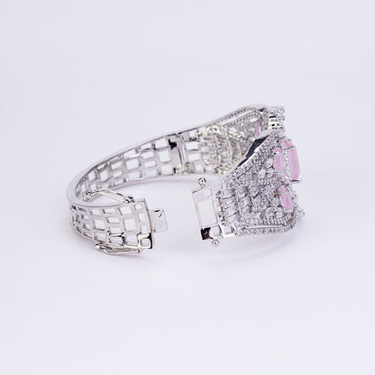 Bracelet - Glimmering Rhodium Plated Bracelet - Opal Touch